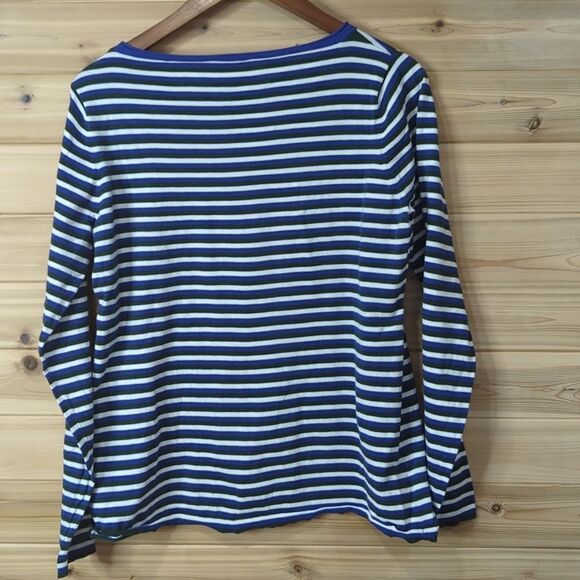 Worth Sweater Womens Large Blue Striped Crew Neck Lightweight - Picture 3 of 8